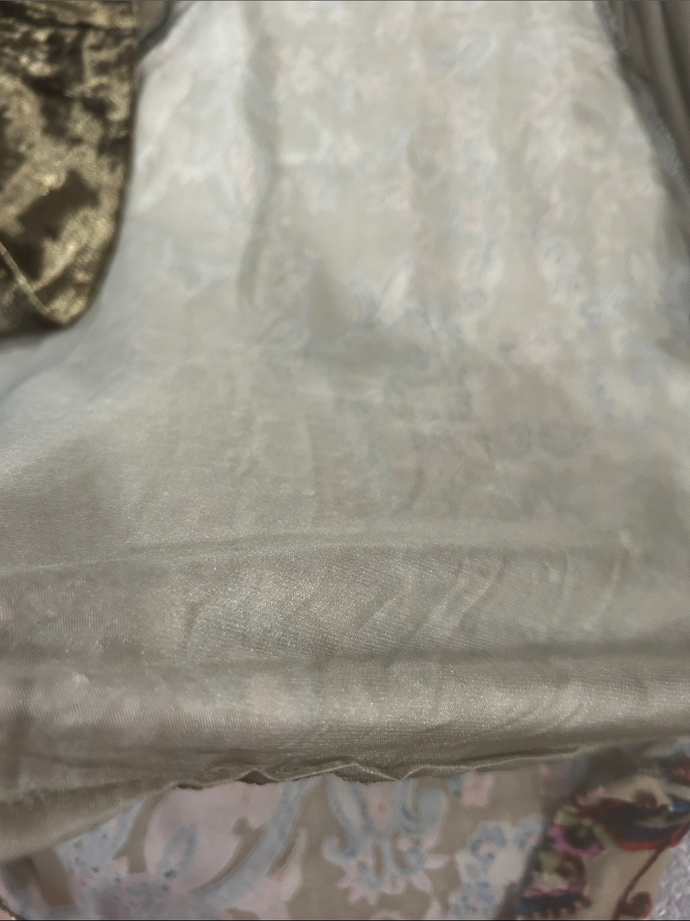Crushed Velvet Tunic medium green  paisley Burnout sheer Whimsigoth Boho A Line - Picture 13 of 15